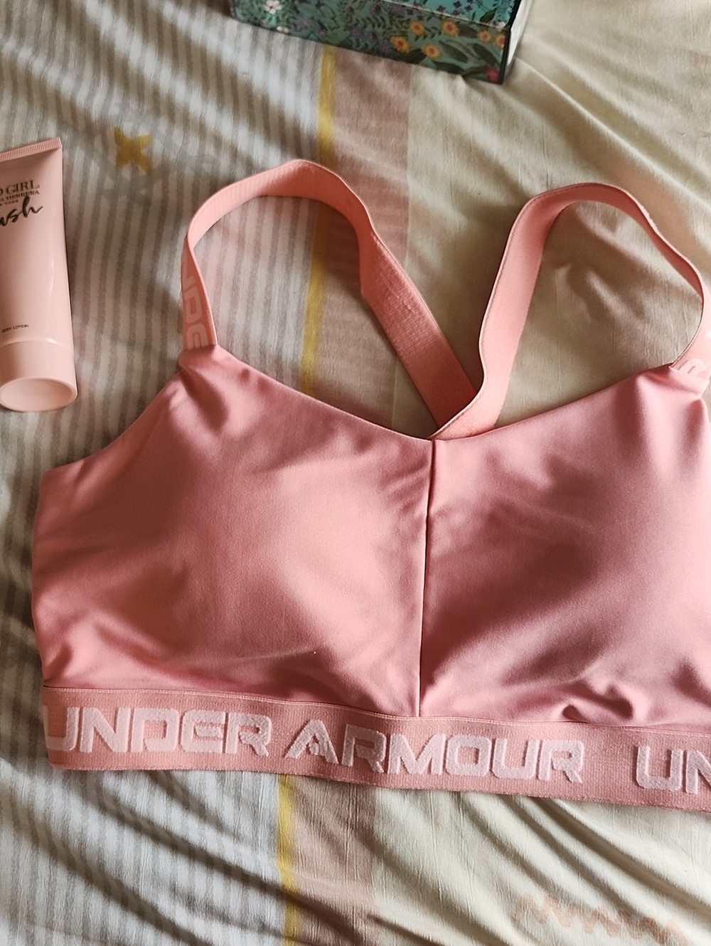 Under Armour Pink Cross-Back Sports Bra - Light Pink Support